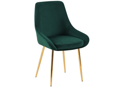 Chaise de salle à manger Elmira, velours, or/vert