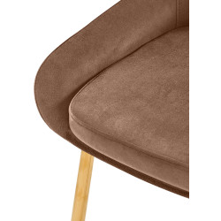 Chaise de salle à manger Elmira, velours, brun doré