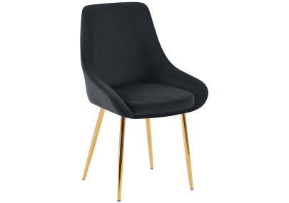 Chaise de salle à manger Elmira en velours, or et noir
