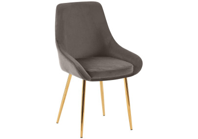 Chaise de salle à manger Elmira en velours, or et anthracite