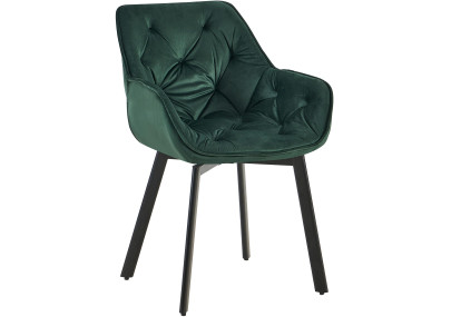 Chaise de salle à manger Antigo, velours, verte