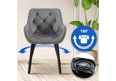 Chaise de salle à manger Antigo, velours gris foncé