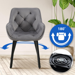 Chaise de salle à manger Antigo, velours gris foncé