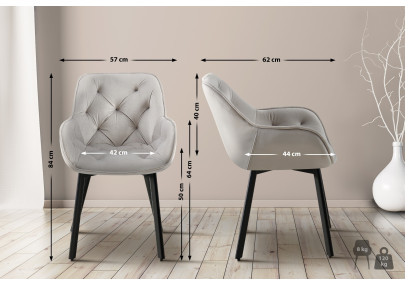 Chaise de salle à manger Antigo, velours gris