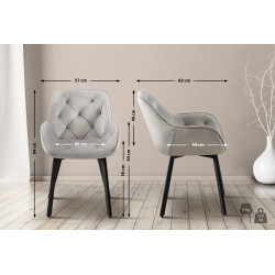 Chaise de salle à manger Antigo, velours gris