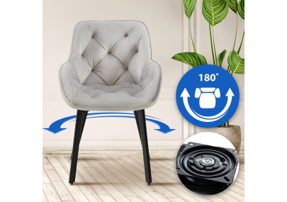 Chaise de salle à manger Antigo, velours gris