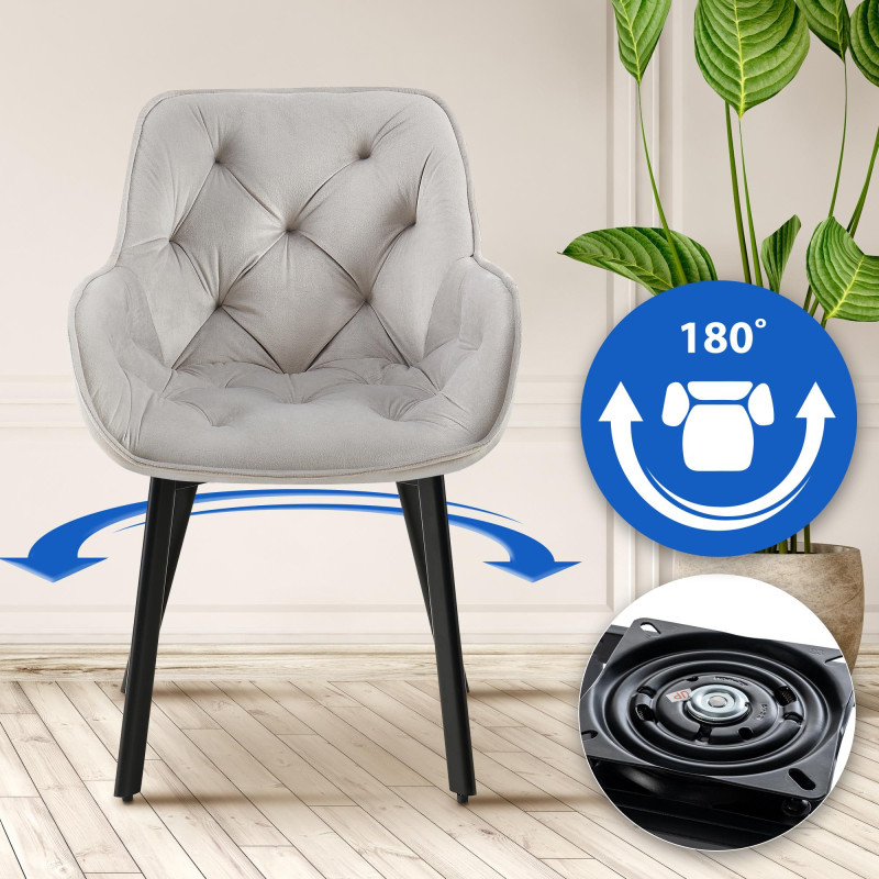 Chaise de salle à manger Antigo, velours gris