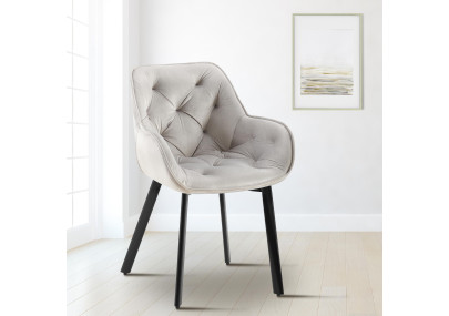 Chaise de salle à manger Antigo, velours gris