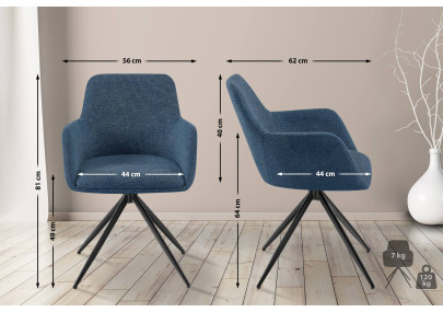 Chaise de salle à manger Olema, tissu bleu