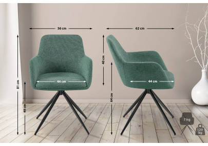 Chaise de salle à manger Olema, tissu vert