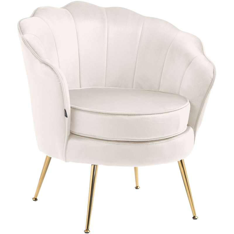 Fauteuil Rosita, velours, crème