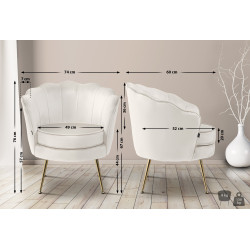 Fauteuil Rosita, velours, crème