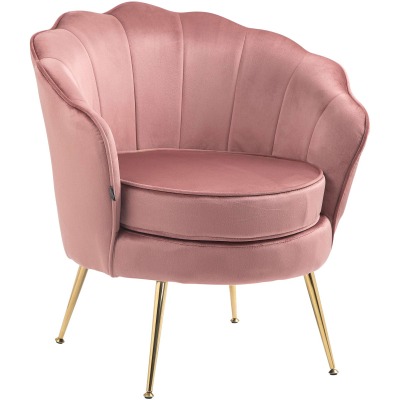 Fauteuil Rosita, velours, rose