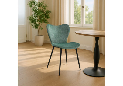 Chaise de salle à manger Maika, tissu vert