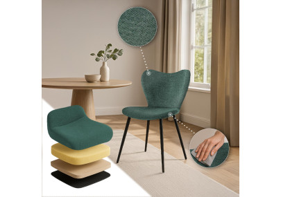 Chaise de salle à manger Maika, tissu vert