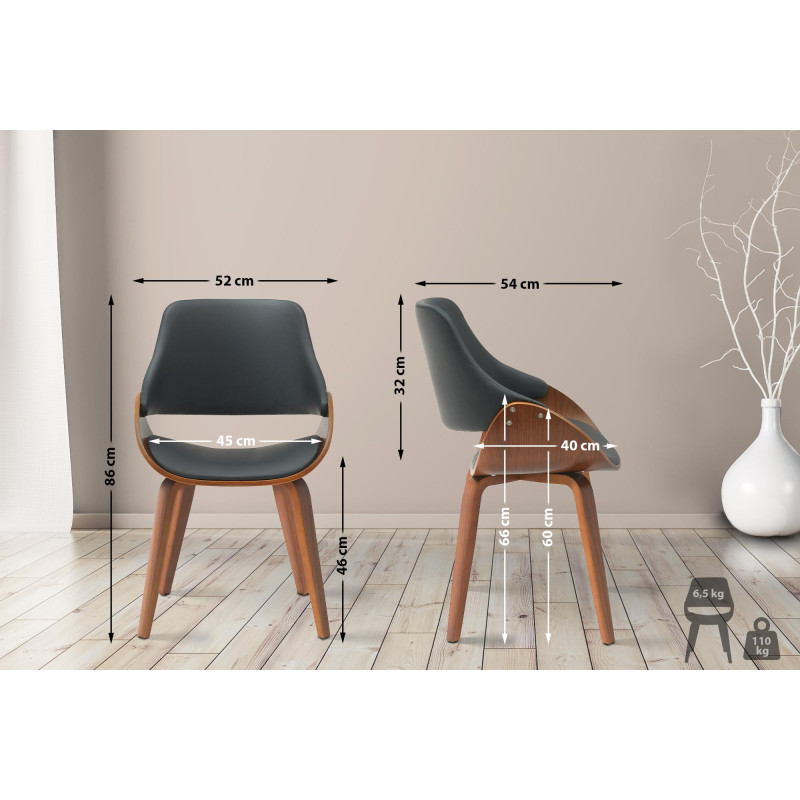 Chaise de salle à manger Vangale, similicuir, noyer/noir