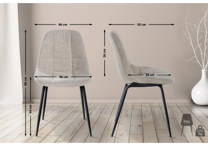 Ensemble de 2 fauteuils Tom, tissu crème