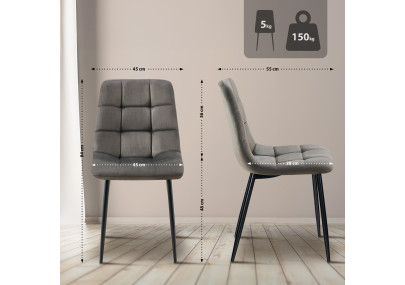 Ensemble de 4 chaises de salle à manger Antibes anthracite