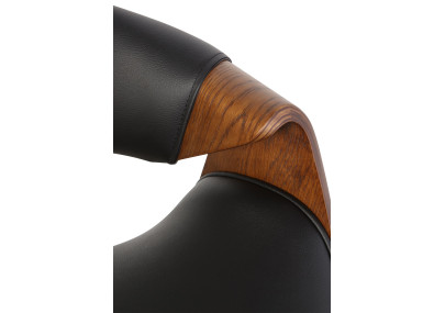 Chaise de salle à manger Foley, similicuir, chêne, noire