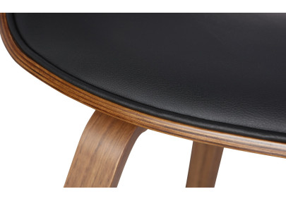 Chaise de salle à manger Foley, similicuir, chêne, noire