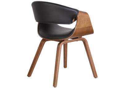 Chaise de salle à manger Foley, similicuir, chêne, noire