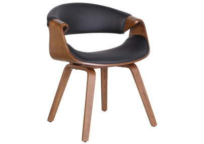 Chaise de salle à manger Foley, similicuir, chêne, noire