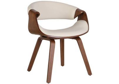 Chaise de salle à manger Foley, similicuir, chêne, crème