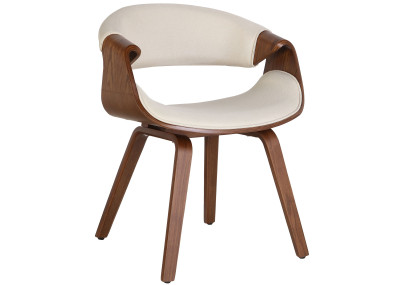 Chaise de salle à manger Foley, tissu, chêne, crème