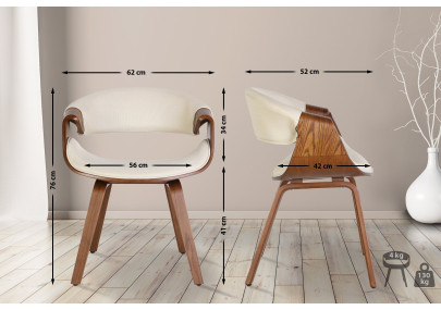 Chaise de salle à manger Foley, tissu, chêne, crème