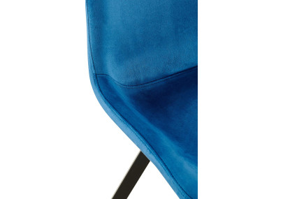Chaise de salle à manger Lewes, velours, bleu foncé