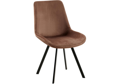 Chaise de salle à manger Lewes, velours, marron