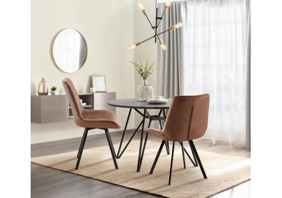 Chaise de salle à manger Lewes, velours, marron