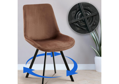 Chaise de salle à manger Lewes, velours, marron