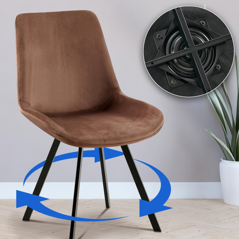 Chaise de salle à manger Lewes, velours, marron