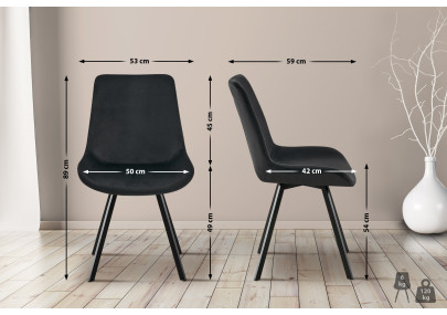 Chaise de salle à manger Lewes, velours noir