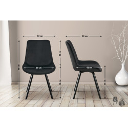 Chaise de salle à manger Lewes, velours noir