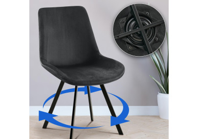 Chaise de salle à manger Lewes, velours noir