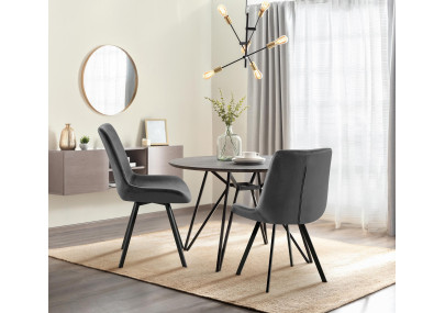 Chaise de salle à manger Lewes, velours gris foncé