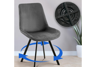 Chaise de salle à manger Lewes, velours gris foncé