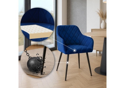 Chaise de salle à manger Monett, velours B, bleu foncé