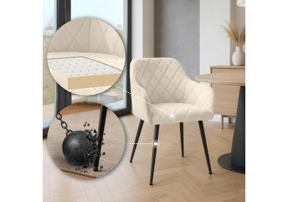 Chaise de salle à manger Monett, velours, B, crème