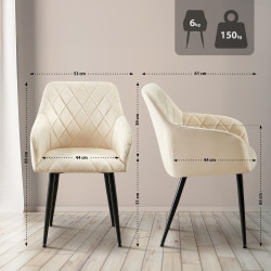 Chaise de salle à manger Monett, velours, B, crème