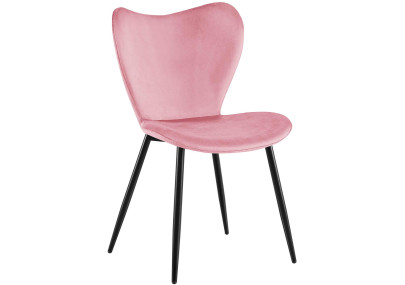 Chaise de salle à manger Maika, velours, rose