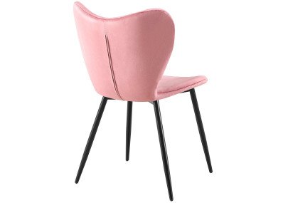 Chaise de salle à manger Maika, velours, rose
