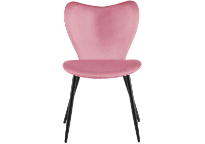 Chaise de salle à manger Maika, velours, rose