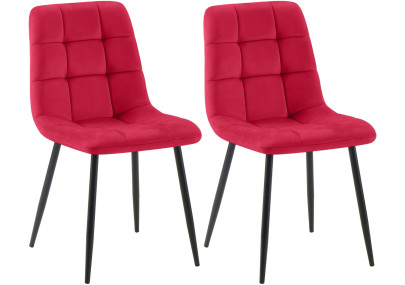 Ensemble de 2 chaises de salle à manger Tilde en velours rouge