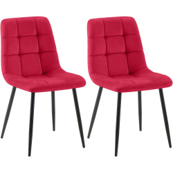 Ensemble de 2 chaises de salle à manger Tilde en velours rouge