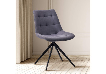 Chaise de salle à manger Merna, tissu gris foncé