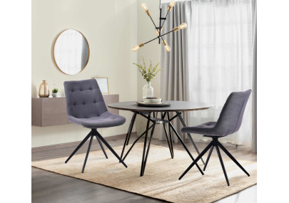 Chaise de salle à manger Merna, tissu gris foncé