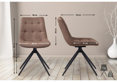 Chaise de salle à manger Merna, tissu taupe